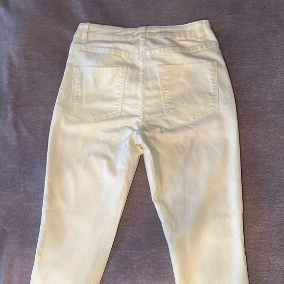 Long Tall Sally Yellow Lightweight Denim Pedal Pushers Zipper Ankle - Picture 2 of 4